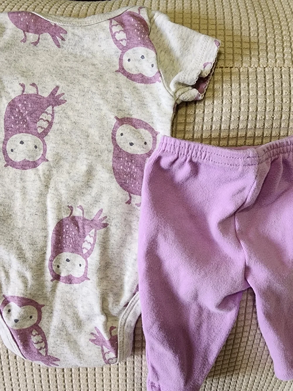 Carter's Newborn Owl Light Gray Baby Bodysuit Lilac.